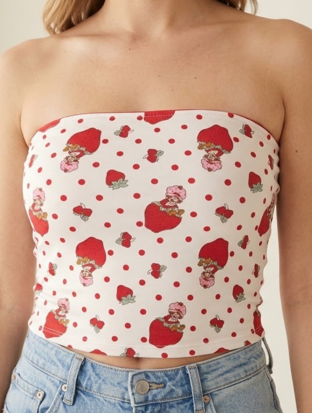 NWT Strawberry Shortcake Reversable Polka Dot Tube Top